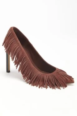 ULLA JOHNSON Inez Fringe High Heel - Mahogany -Ulla Johnson FA231004 INEZ FRINGE HIGH HEEL MAHOGANY WEB UPDATE 03