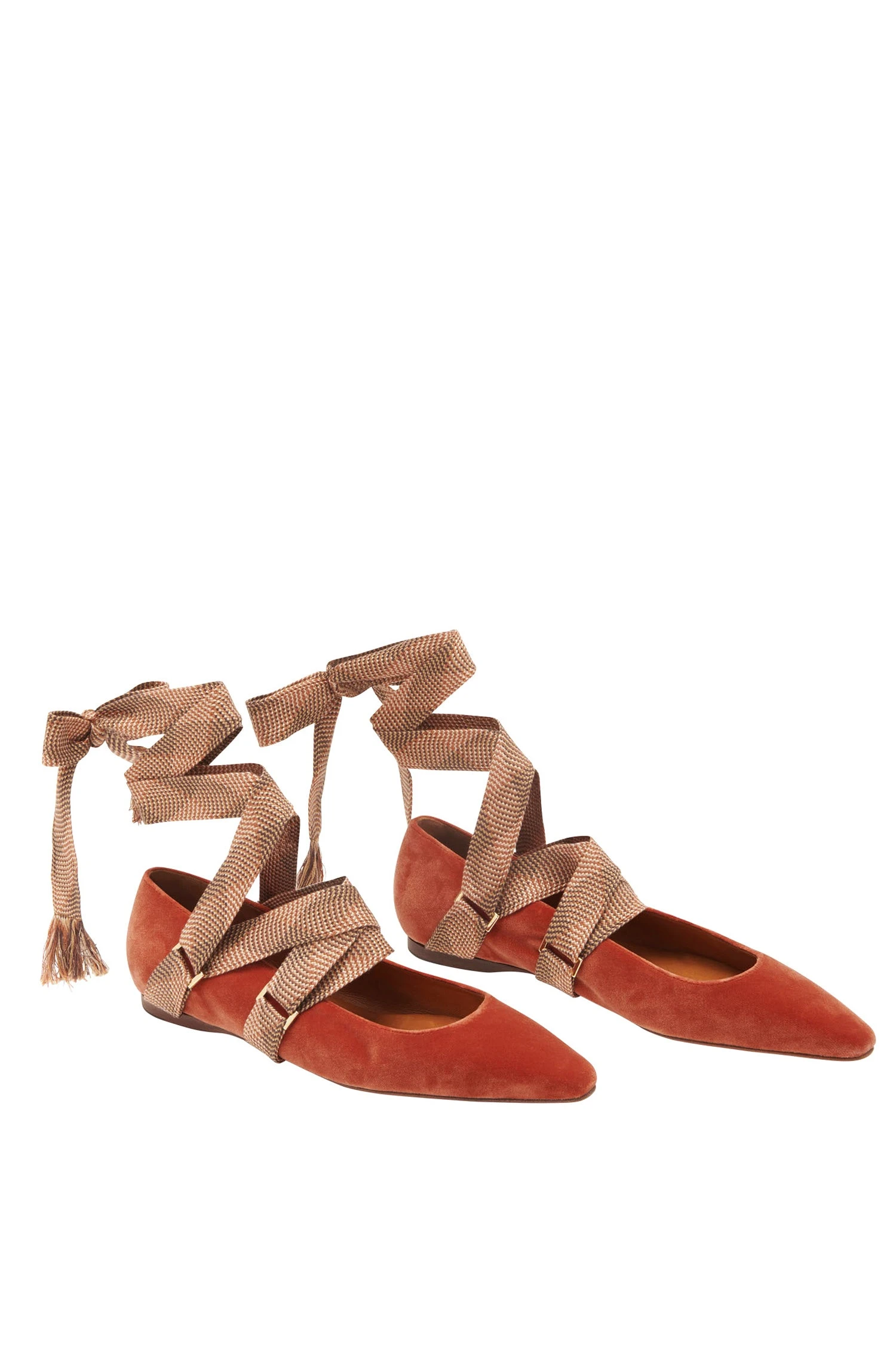 ULLA JOHNSON Arlo Ribbon Ballet Flat - Redwood 4 ULLA JOHNSON Arlo Ribbon Ballet Flat - Redwood - Image 4