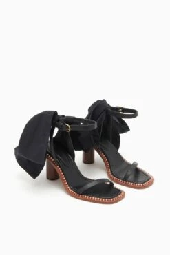 ULLA JOHNSON Lina Bow High Heel - Noir -Ulla Johnson PF231013 LinaBowHighHeel NOIR d r web