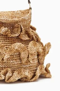 ULLA JOHNSON Ruffled Tulip Basket - Natural -Ulla Johnson PF231135 RuchedTulipBucketBag Natural c r web