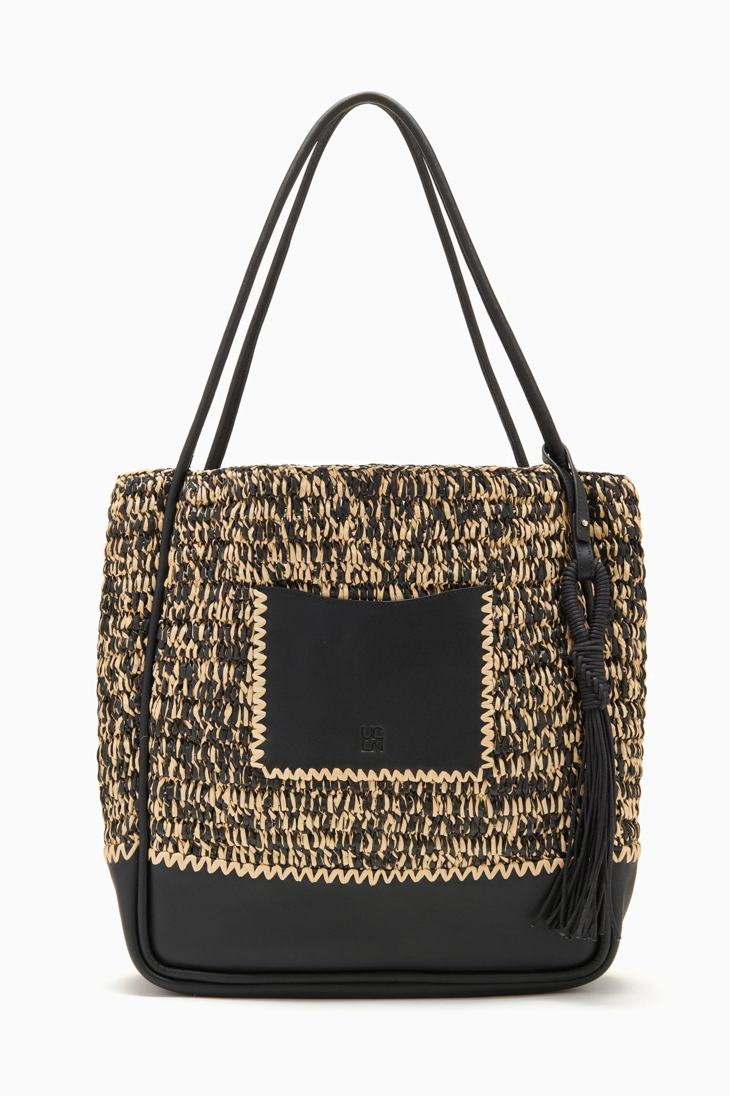 ULLA JOHNSON Maya Raffia Tote - Noir Melange 1 ULLA JOHNSON Maya Raffia Tote - Noir Melange