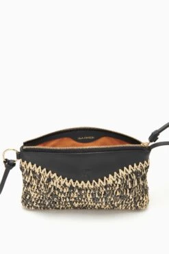 ULLA JOHNSON Maya Raffia Pouch - Noir Melange -Ulla Johnson PF231320 RaffiaPouch NoirMelange d r web