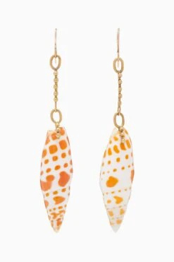 ULLA JOHNSON Large Shell Drop Earring - Orange Mitra Shell