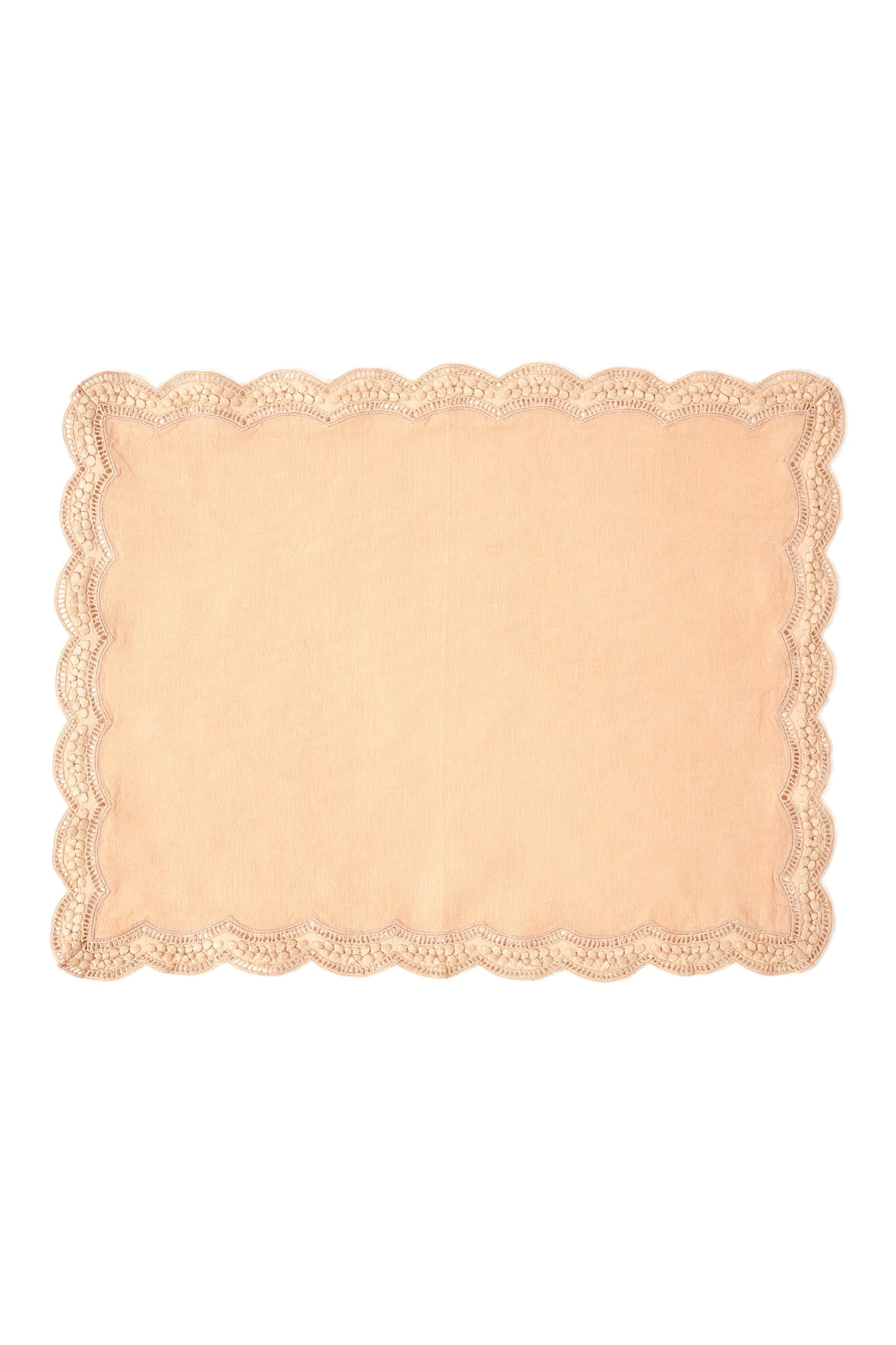 ULLA JOHNSON Scallop Embroidered Placemat - Blush 1 ULLA JOHNSON Scallop Embroidered Placemat - Blush