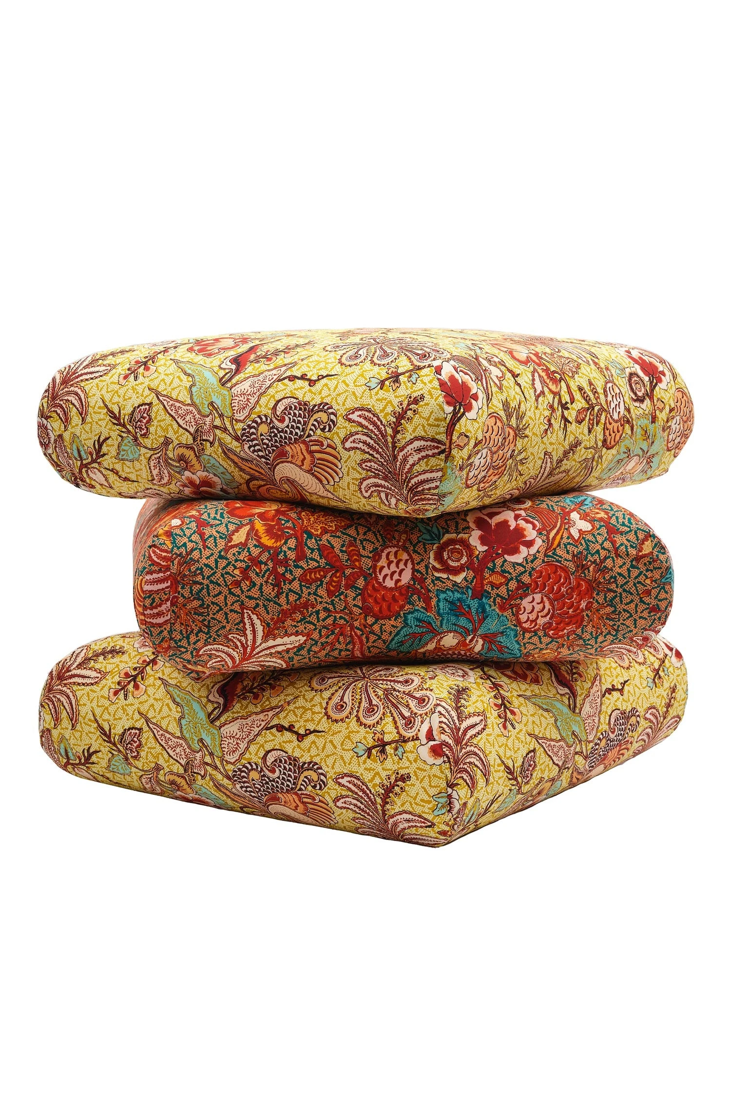 ULLA JOHNSON Wild Hibiscus Printed Pouf - Calla Lily 2 ULLA JOHNSON Wild Hibiscus Printed Pouf - Calla Lily - Image 2