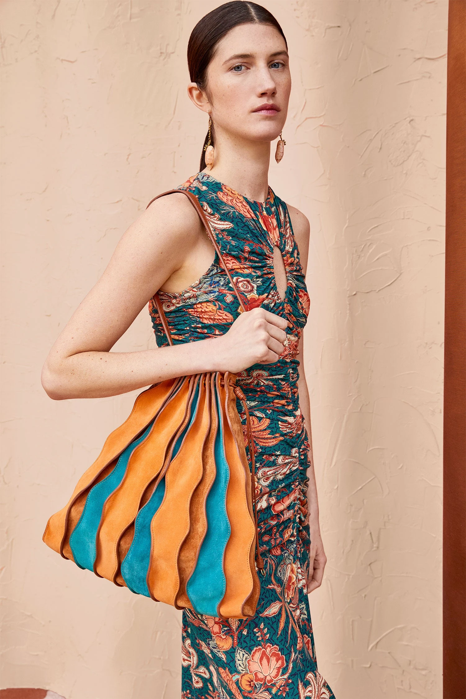 ULLA JOHNSON Adria Large Pleated Wave Bag - Montego Colorblock 1 ULLA JOHNSON Adria Large Pleated Wave Bag - Montego Colorblock