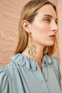 ULLA JOHNSON Beaded Chandelier Earring - Tree Agate