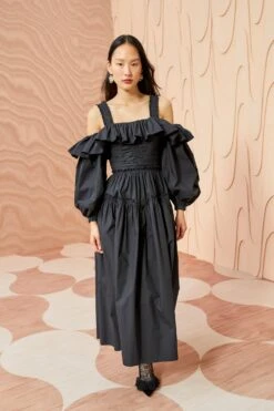 ULLA JOHNSON Caprice Dress - Noir -Ulla Johnson ULLA JOHNSON Caprice Dress NOIR 04