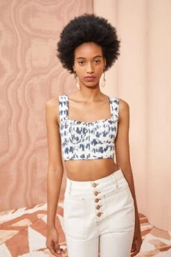 ULLA JOHNSON Carisia Top - Indigo Ikat -Ulla Johnson ULLA JOHNSON Carisia Top INDIGO IKAT 05