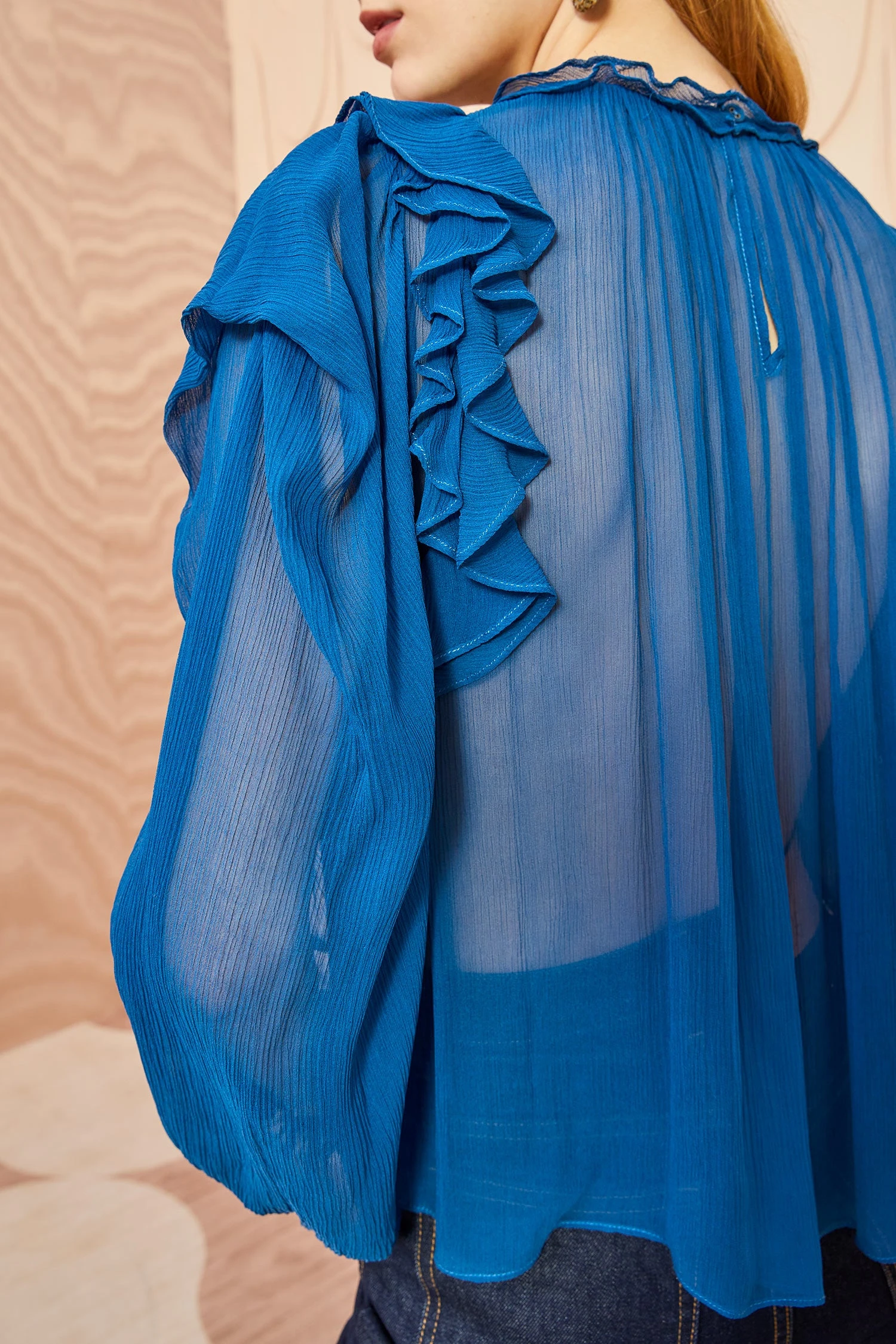 ULLA JOHNSON Elvia Blouse - Sapphire 2 ULLA JOHNSON Elvia Blouse - Sapphire - Image 2