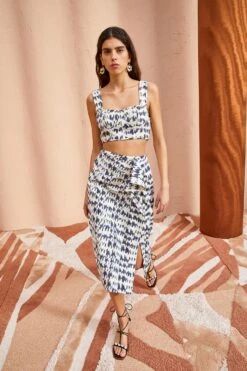 ULLA JOHNSON Ember Skirt - Indigo Ikat -Ulla Johnson ULLA JOHNSON Ember Skirt INDIGO IKAT 03
