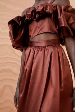 ULLA JOHNSON Maxine Skirt - Mahogany -Ulla Johnson ULLA JOHNSON Maxine Skirt MAHOGANY 02 ALT