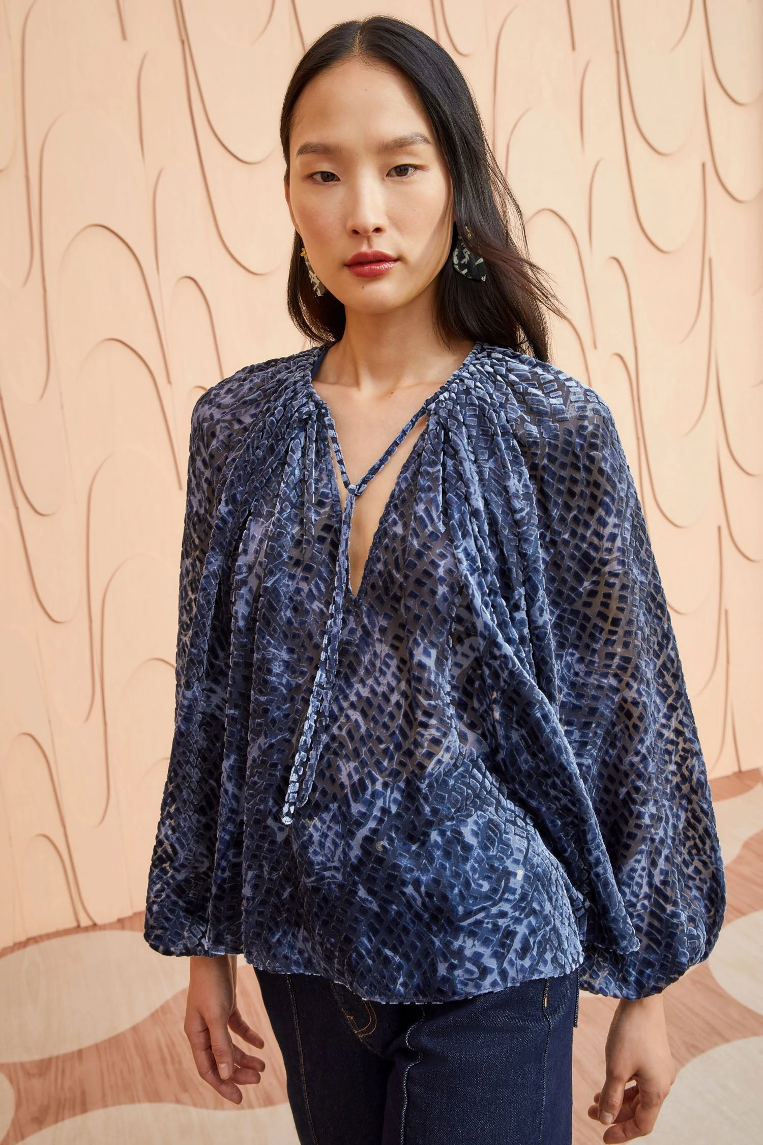 ULLA JOHNSON Pauline Blouse - Marine 3 ULLA JOHNSON Pauline Blouse - Marine - Image 3