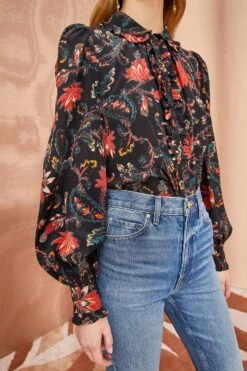 ULLA JOHNSON Philipa Blouse - Obsidian -Ulla Johnson ULLA JOHNSON Philipa Blouse OBSIDIAN 0060