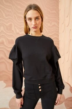 ULLA JOHNSON Pilar Pullover - Noir -Ulla Johnson ULLA JOHNSON Pilar Pullover NOIR 05