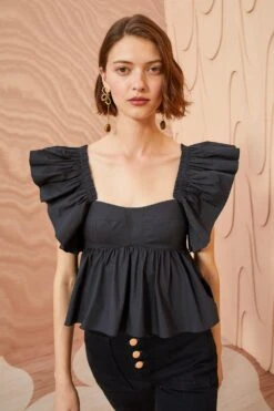 ULLA JOHNSON Romi Top - Noir 7 ULLA JOHNSON Romi Top - Noir -Ulla Johnson ULLA JOHNSON Romi Top NOIR 03