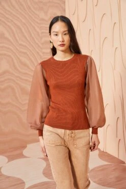 ULLA JOHNSON Sabrina Pullover - Redwood 7 ULLA JOHNSON Sabrina Pullover - Redwood -Ulla Johnson ULLA JOHNSON Sabrina Pullover REDWOOD 0006