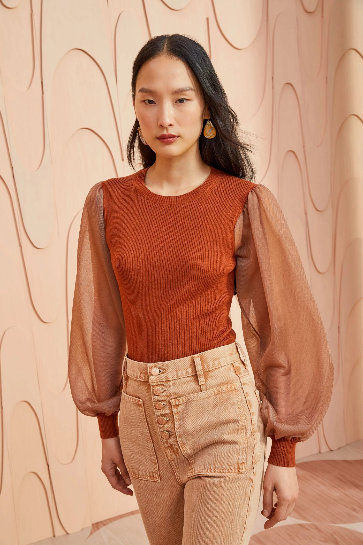 ULLA JOHNSON Sabrina Pullover - Redwood 1 ULLA JOHNSON Sabrina Pullover - Redwood