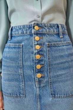 ULLA JOHNSON The Bea Skirt - Danube Medium Indigo Wash -Ulla Johnson ULLA JOHNSON The Bea Skirt DANUBEMEDIUMINDIGOWASH 0090