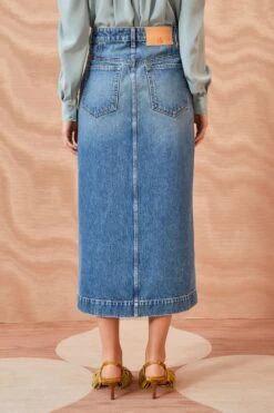 ULLA JOHNSON The Bea Skirt - Danube Medium Indigo Wash -Ulla Johnson ULLA JOHNSON The Bea Skirt DANUBEMEDIUMINDIGOWASH 0105