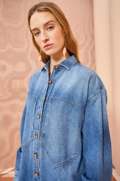 ULLA JOHNSON The Valerie Dress - Danube Medium Indigo Wash -Ulla Johnson ULLA JOHNSON The Valerie DANUBE MEDIUM INDIGO WASH 05